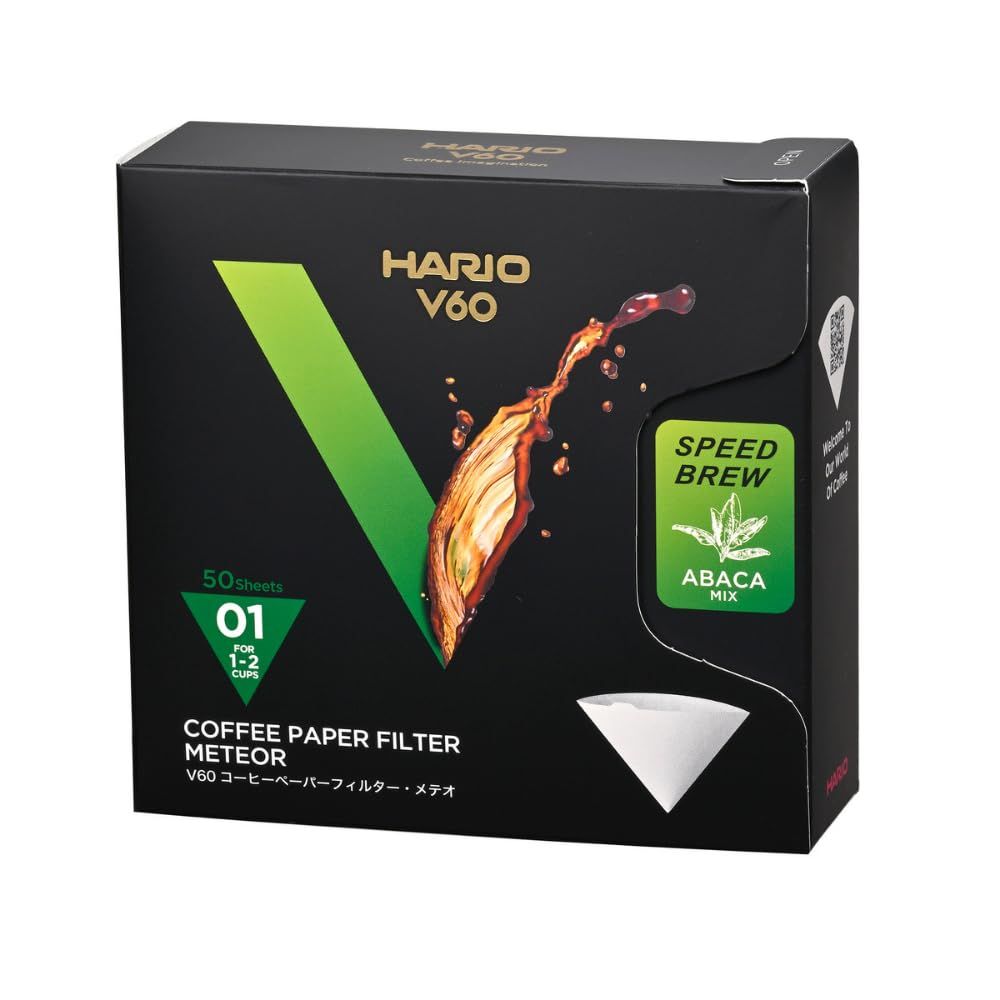 HARIO(ハリオ) V60 コーヒーフィルター メテオ 1~2杯用 50枚入り プレゼント ギフト日本製 FSC認証製品 ペーパー 01 W ホワイト VCF-01-50-MT