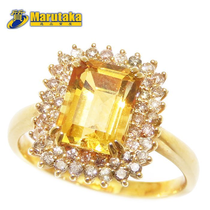 トパーズ ダイヤモンド リング K18 11.5号 鑑別書 1.50ct 0.27ct 3.6g 