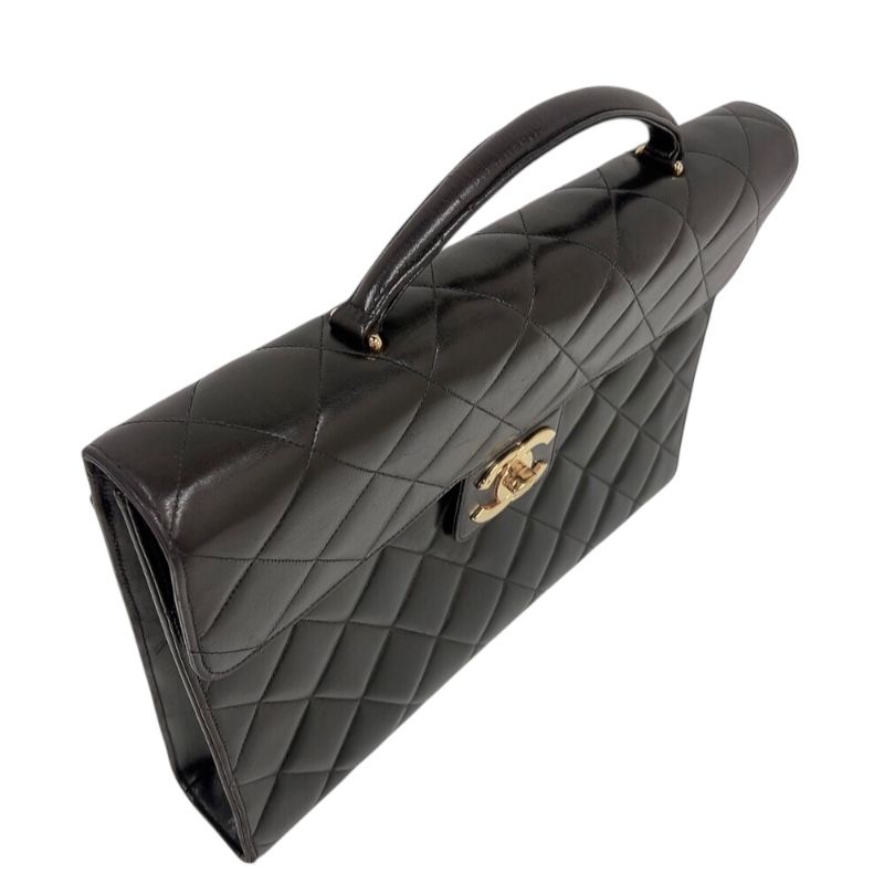 シャネル CHANEL ココマークマトラッセブリーフケース A02794 ブラック