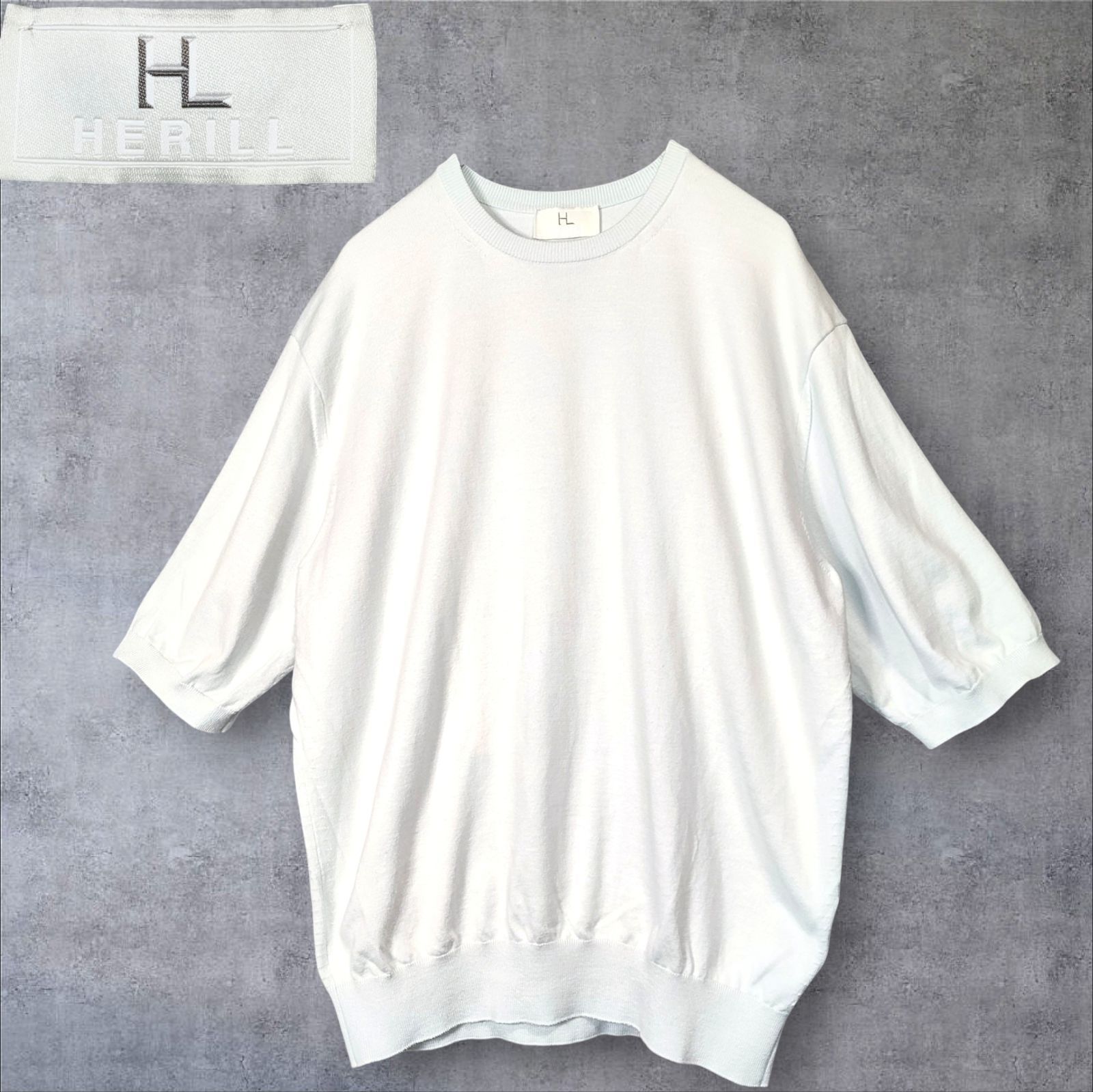 新品　HERILL ヘリル　スヴィンコットンニット HERILL SUVIN COTTON Half Sleeve Knit Pale Blue Size 0 21SS ヘリル