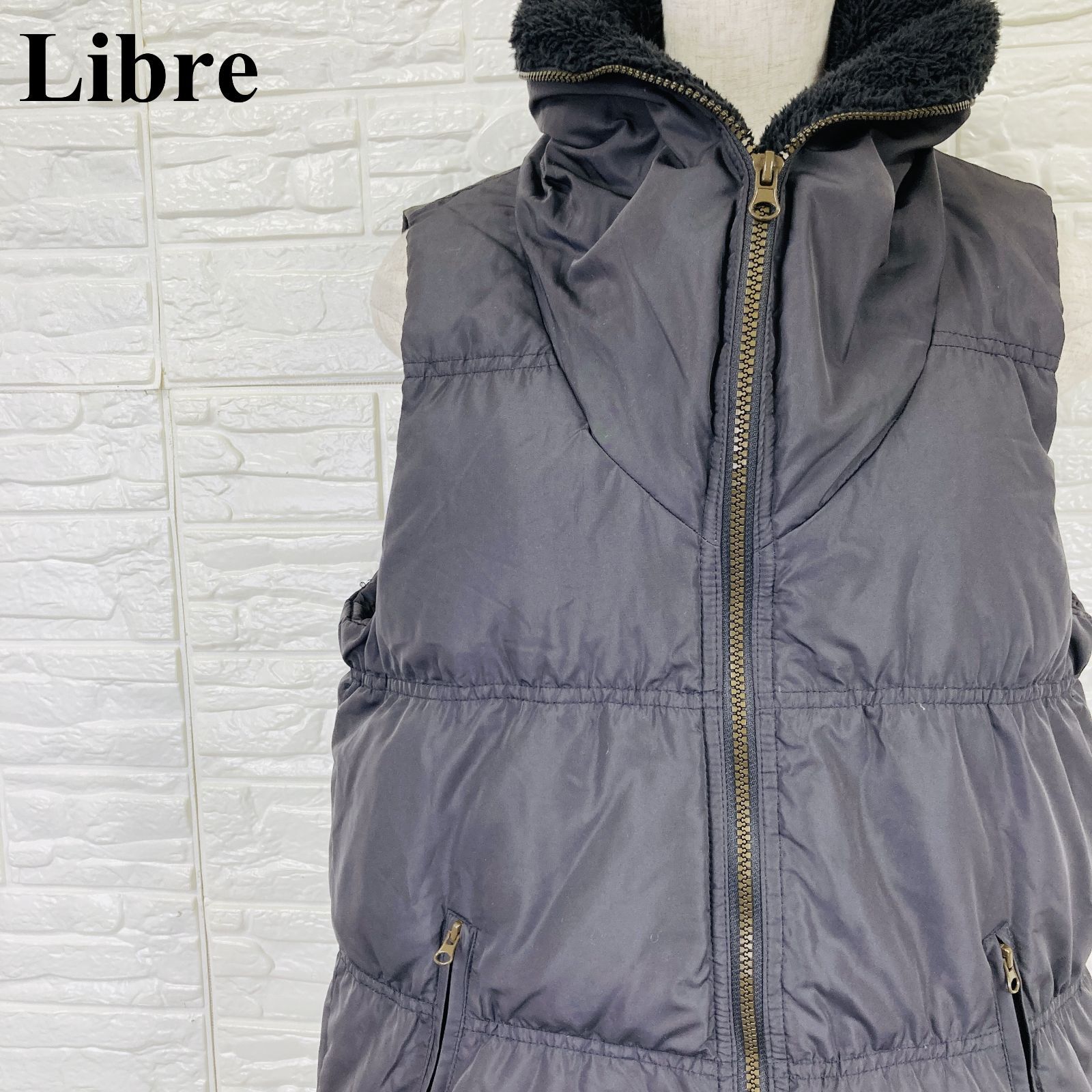 Libre リーブル ダウンベスト ボアカラー チャコールグレー M 0236K