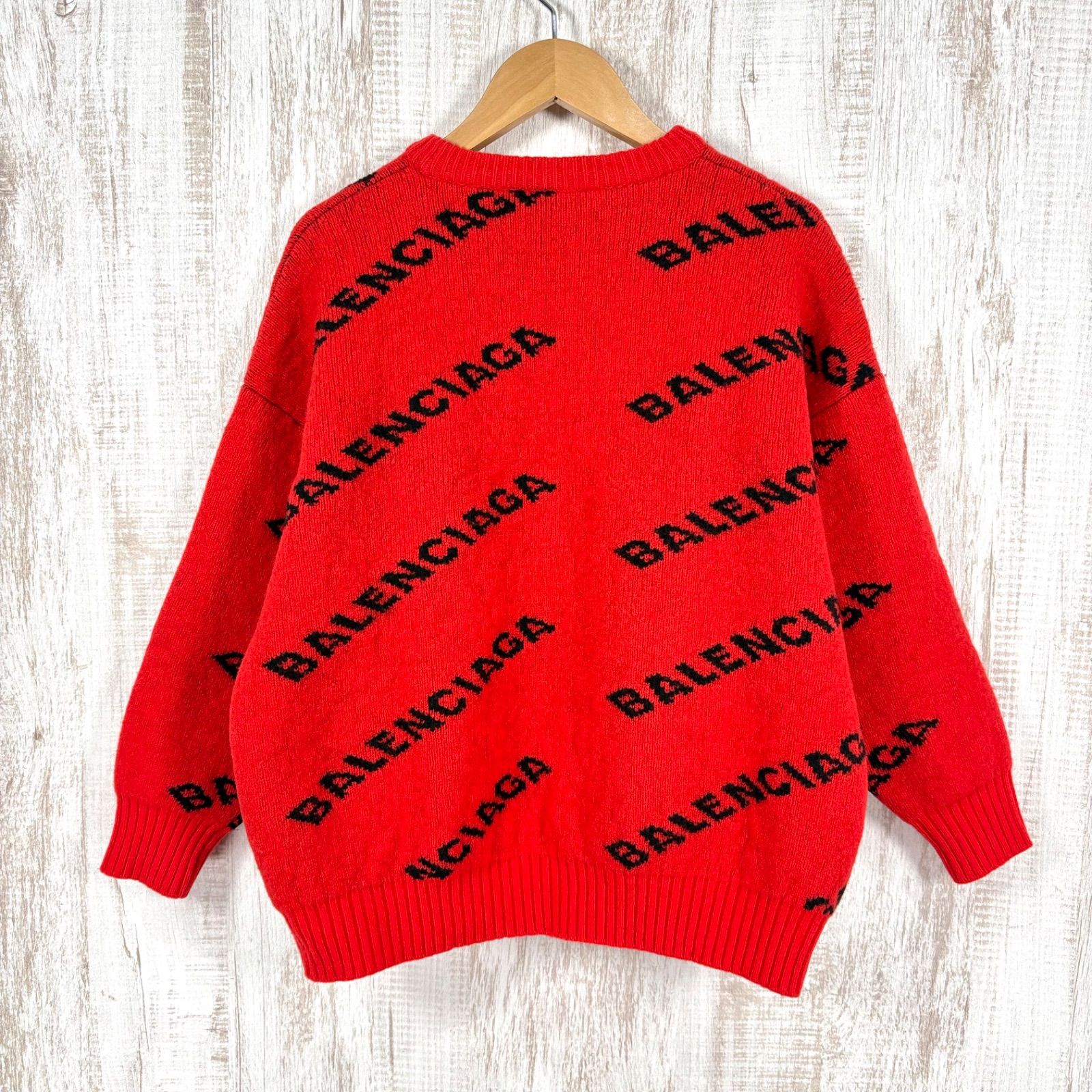 BALENCIAGA バレンシアガ ロゴ 総柄 オーバーサイズ ウールニット 