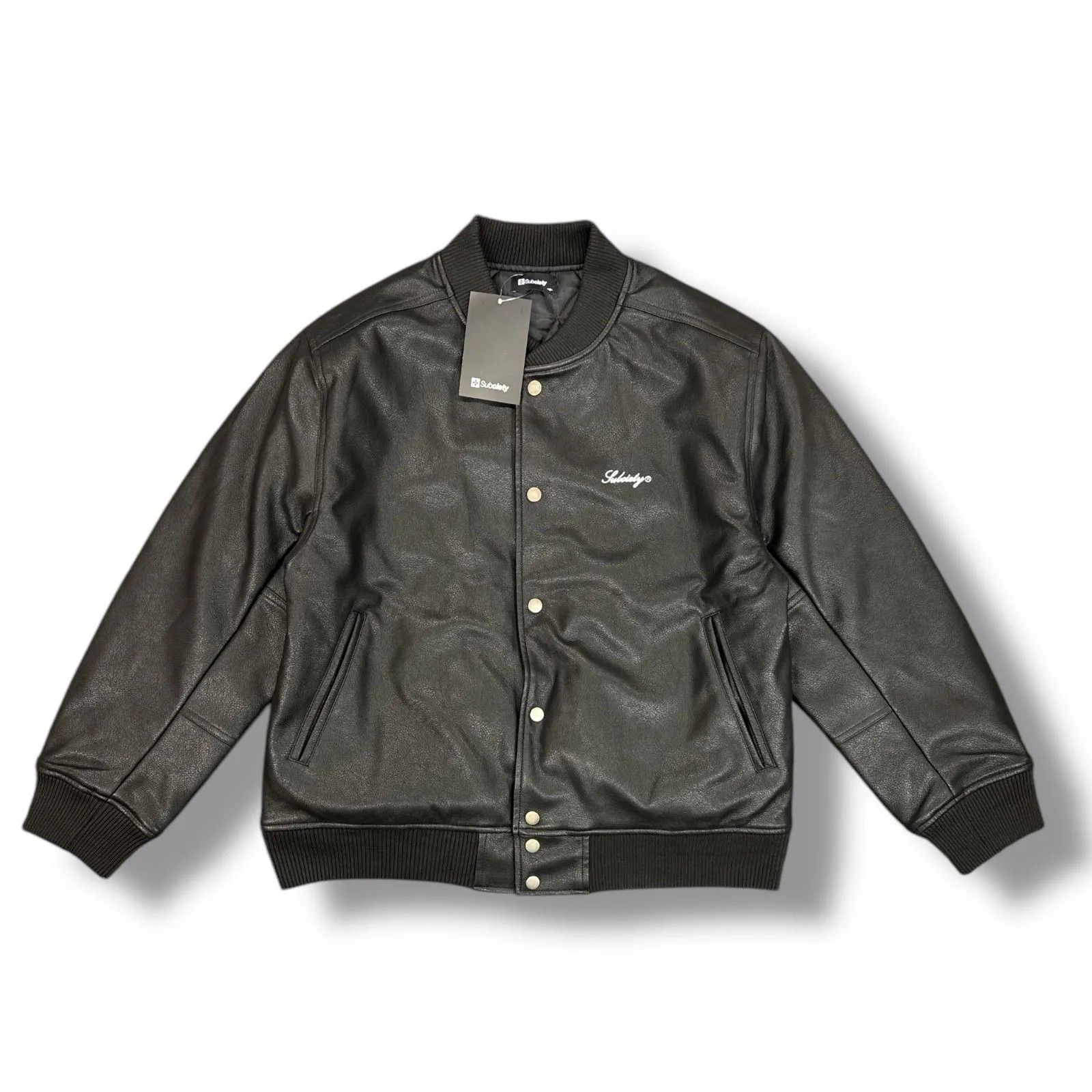 参考上代33000円 Subciety FAKE LEATHER STADIUM JKT フェイクレザー 