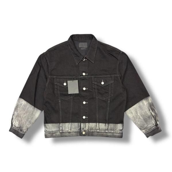 参考上代74800円 未使用 YOKE 24AW Laser Processed Denim Trucker Jacket レーザープリント加工デニムトラッカージャケット Gジャン ヨーク YK24FW0788B ブラック 2 （99216A） 参考上代74800円 未使用 YOKE 24AW Laser Processed Denim Trucker