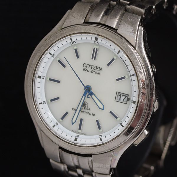 Citizen Atessa Eco-Drive H415-T008631 Radio Wave Solar White Dial Date Mens Watch KRH 2000000 NSK