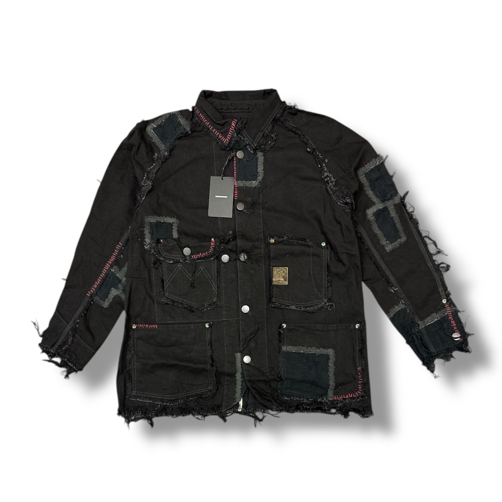 参考上代81400円 未使用 MINUS  24SS Slash Seam Chore Jacket From Coal Mine DUST デニムジャケット カバーオール マイナス M-24S-SSCEJT-FMCLME ブラック 1 （99197A5） 参考上代81400円 未使用 MINUS 24SS Slash Seam Chore Jacket From