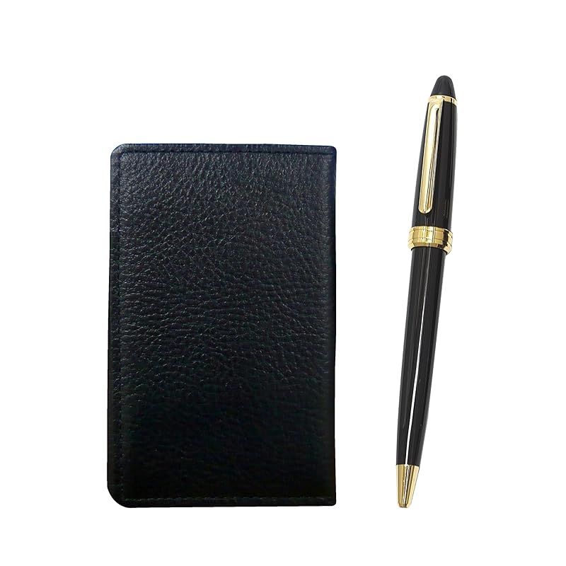 【新品】 [タキザワ] シボ牛革黒名刺入れ ネオD-600ボールペンセット 黒 MEIB-600B-B 1