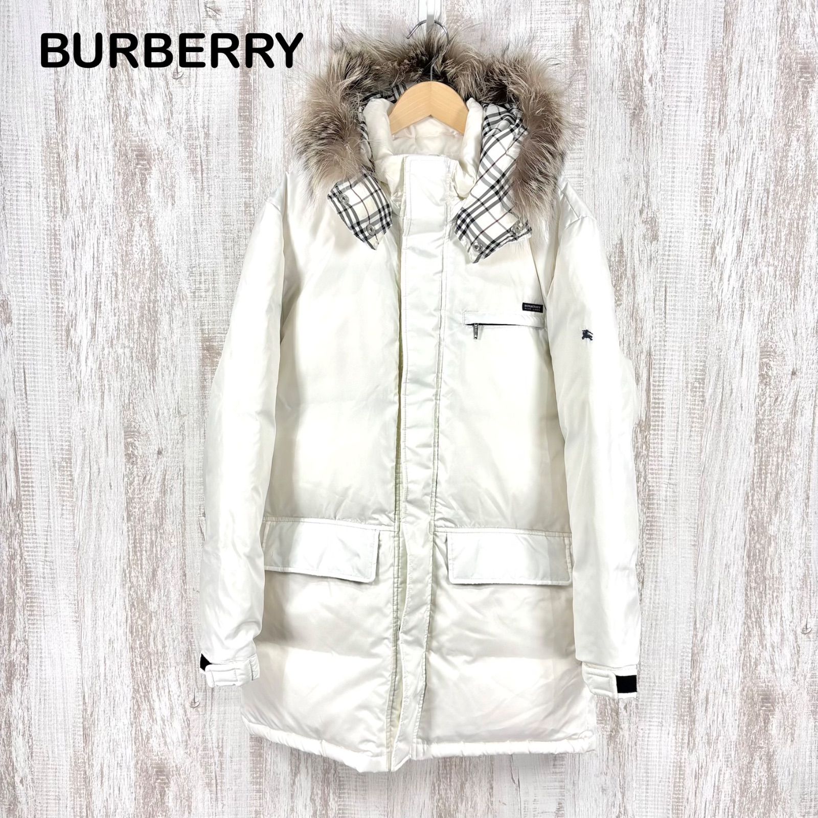 BURBERRY L ダブルジップ ノバチェック ホワイトグースダウン