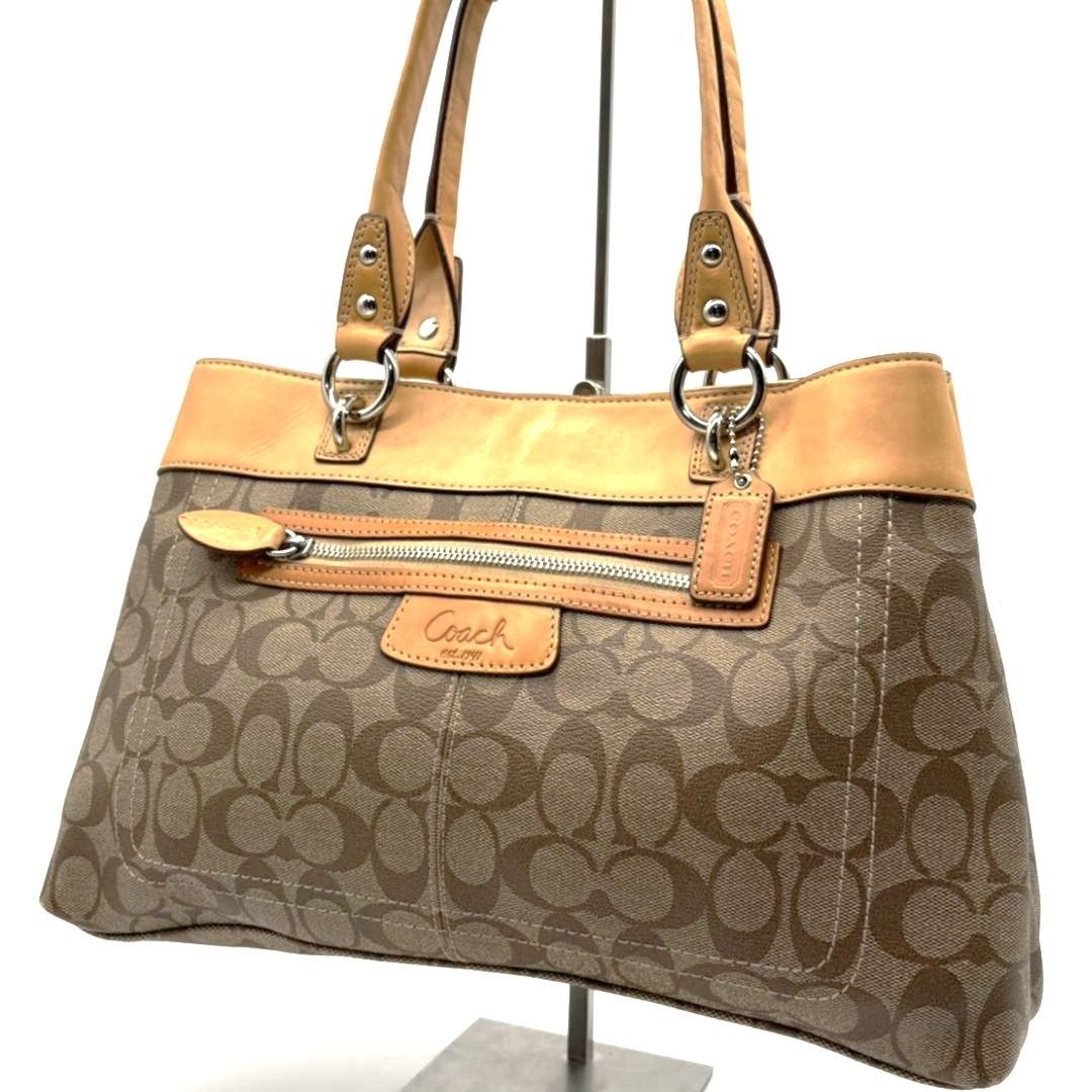 コーチ COACH トートバッグ シグネチャー PVC レザー ブラウン 