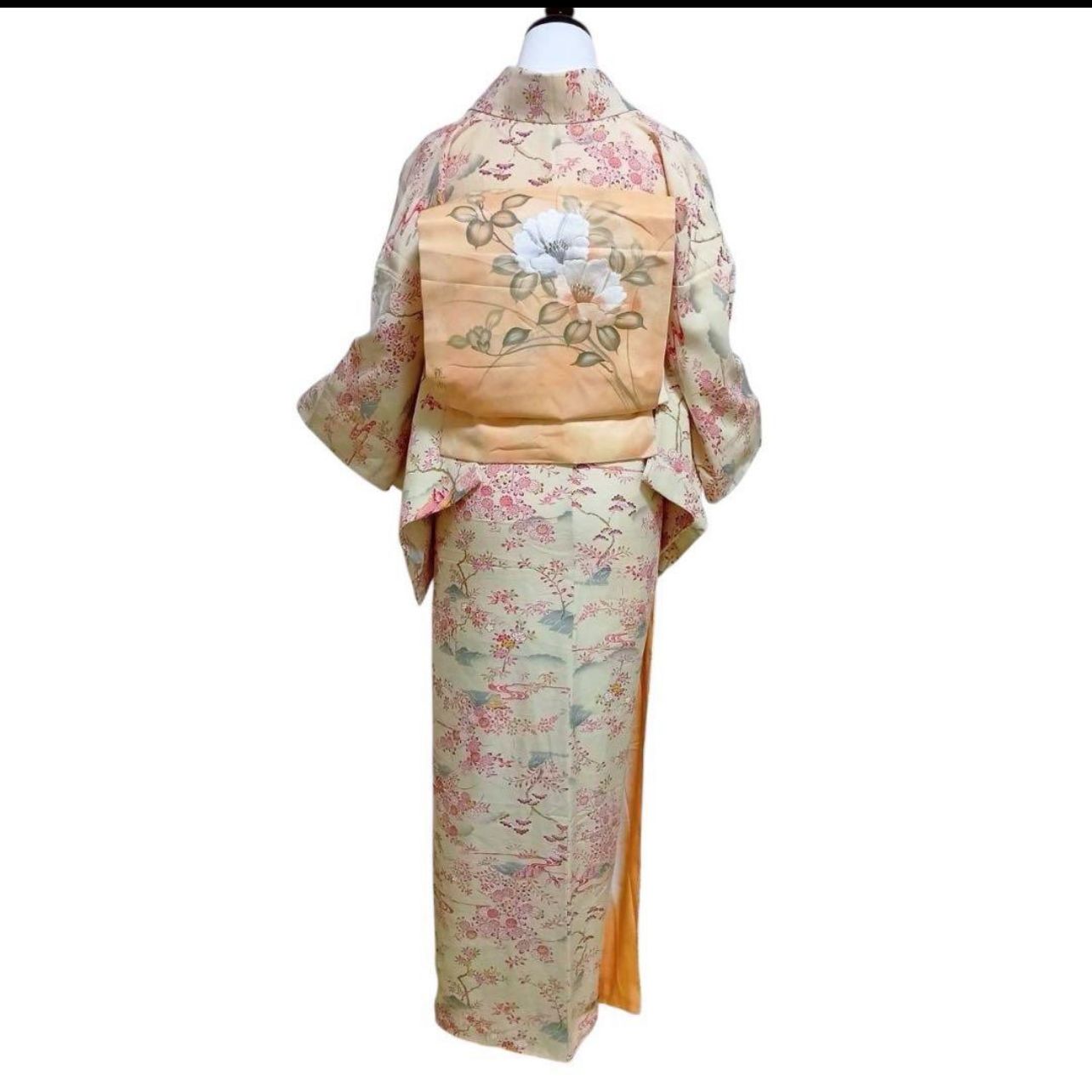 未着用・正絹】型染め小紋 フルセット 袷 桜柄 作家塩瀬名古屋帯 4点