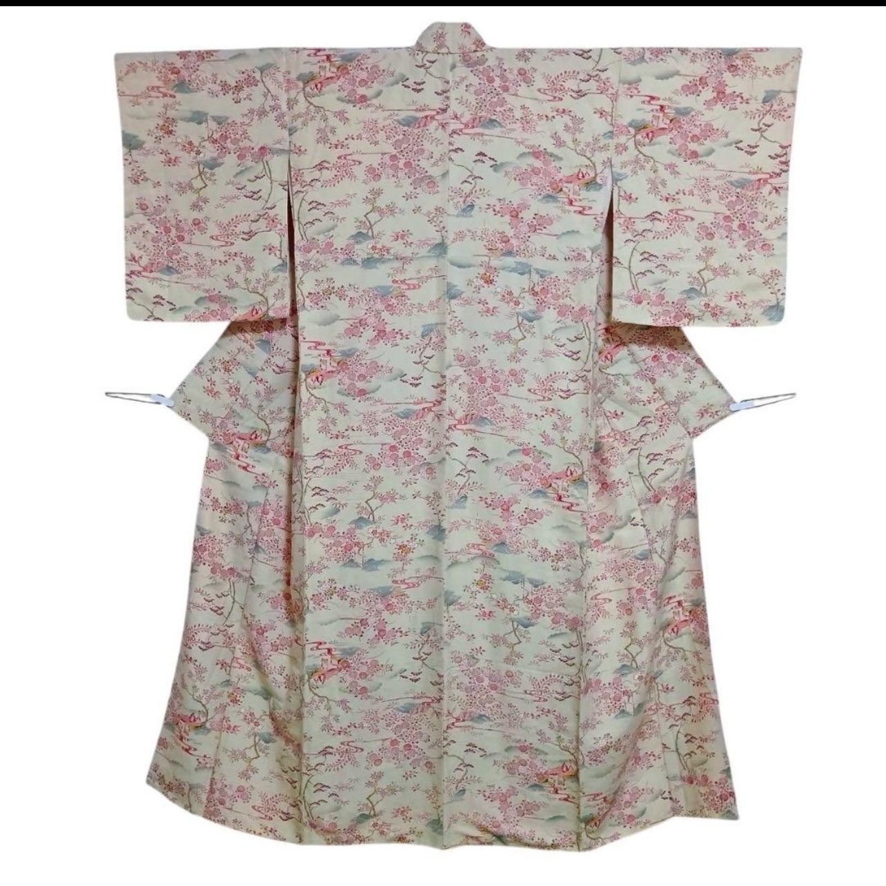 未着用・正絹】型染め小紋 フルセット 袷 桜柄 作家塩瀬名古屋帯 4点