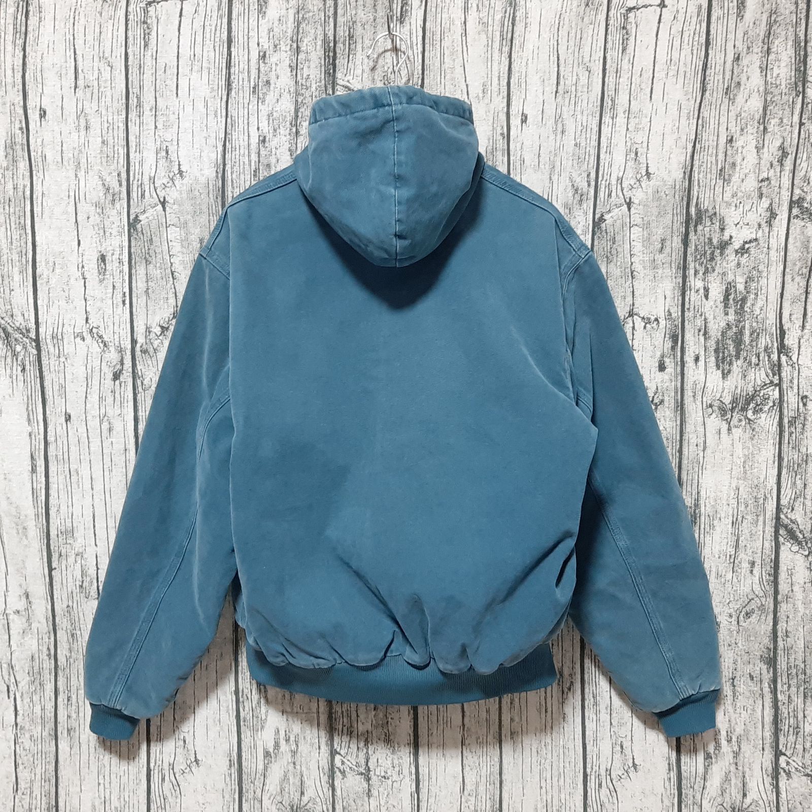 size L】96年 USA製 Carhartt アクティブジャケット コバルト 革ロゴ
