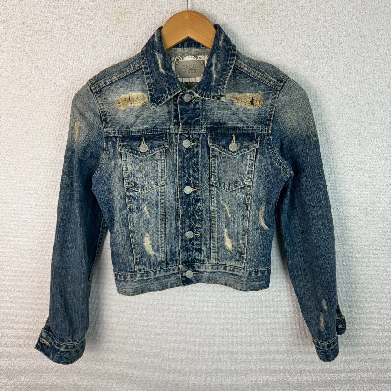 CECIL McBEE セシルマクビー デニムジャケット ダメージ ブルー F 