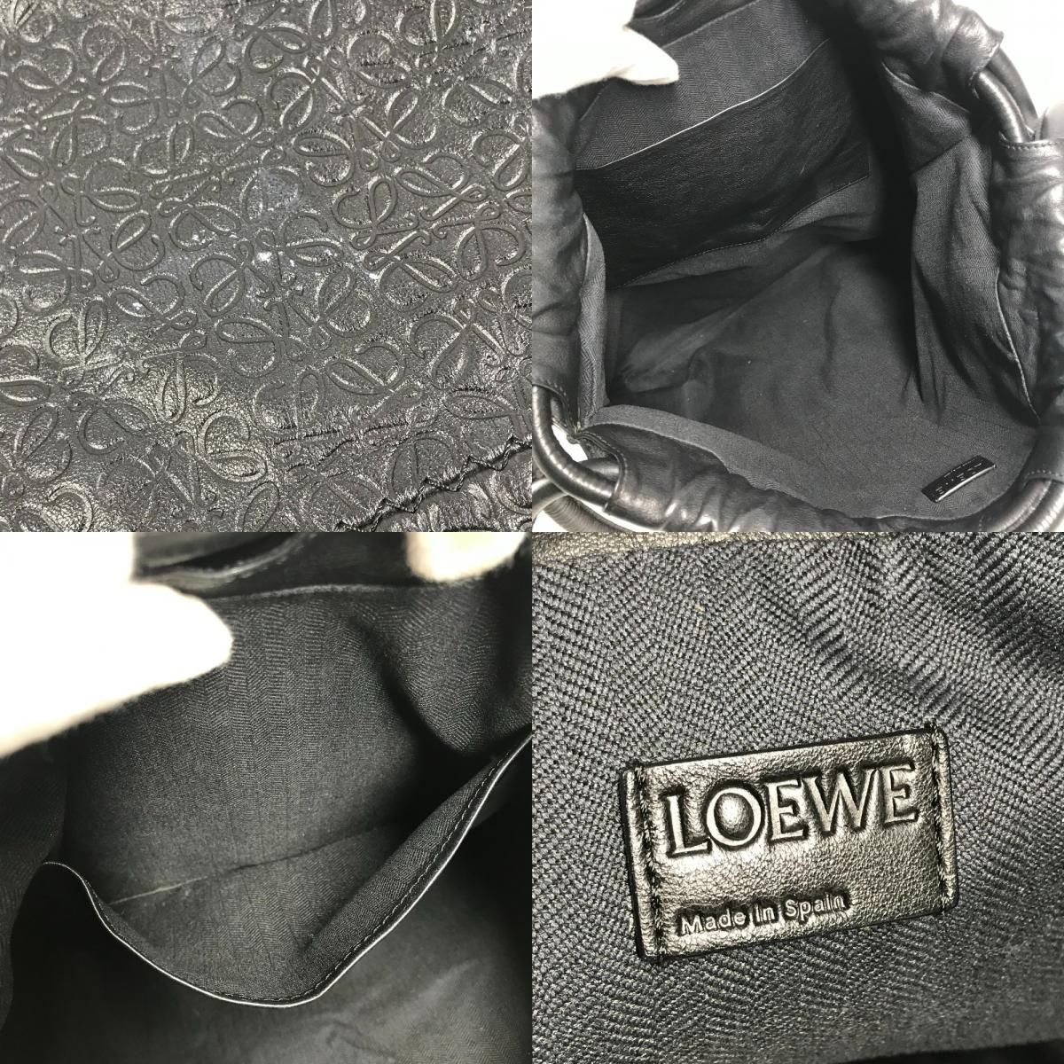 LOEWE ロエベ リュックサック アナグラム ヤゴ 総柄 レザー ブラック 