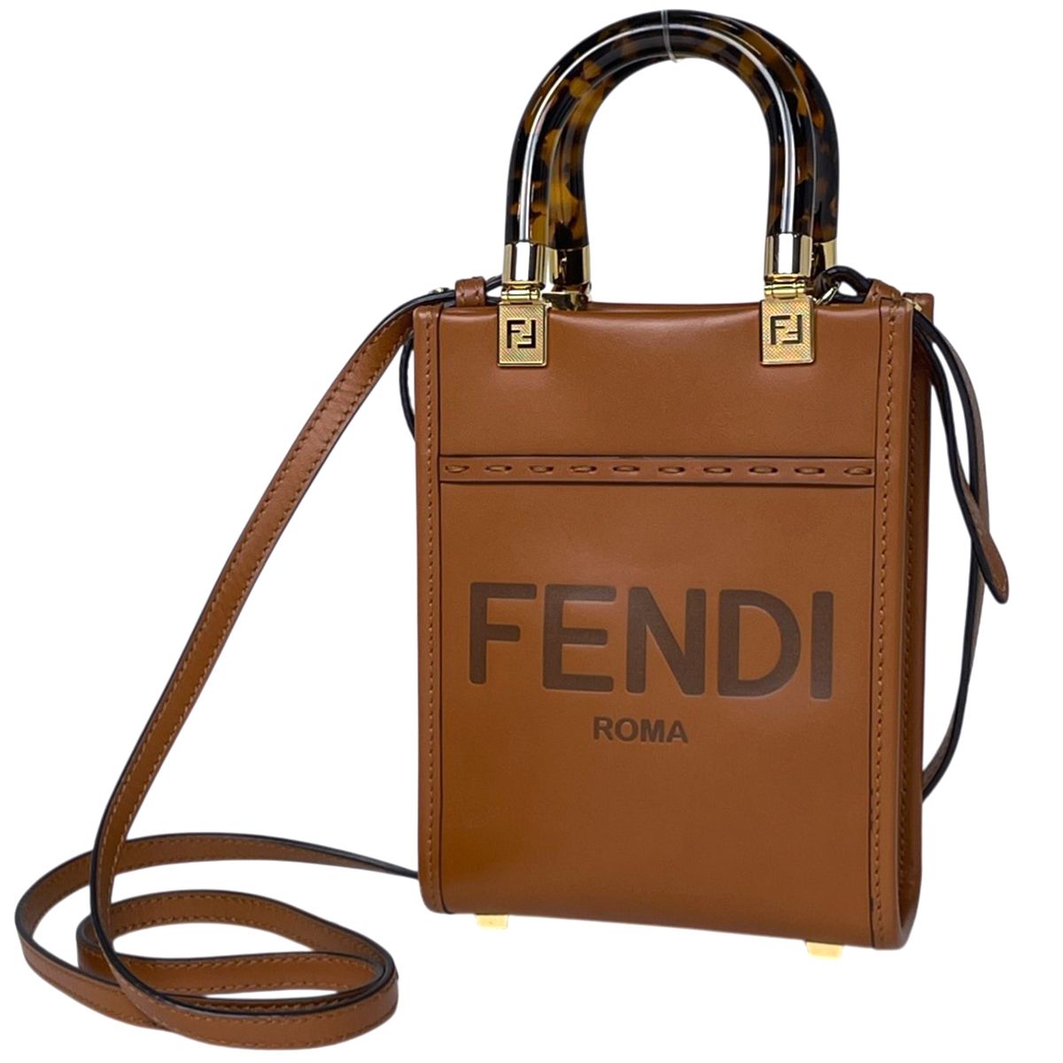 フェンディ FENDI サンシャイン ショッパー ミニ ハンドバッグ デミ柄 