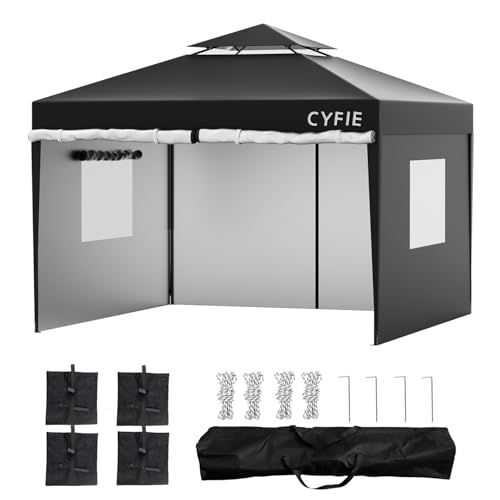 新品 CYFIE タープテント 3mx3m 横幕/サイドシート4枚付 風抜け