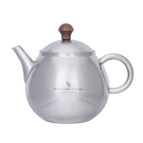 신제품 바운드리스 보야지 티타늄 티팟, 380ml, 크리스탈 마감, 가볍고 깨지지 않는 티팟, 오픈 파이어 호환, 티웨어, 가정용, 사무용, 여행용 티 세트, Ti3107D