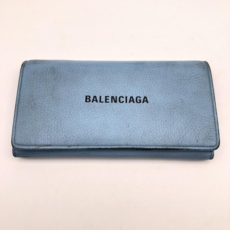 【中古】BALENCIAGA エブリデイロングウォレット 555709 水色 ▲状態考慮 バレンシアガ[17][240017759430] 中古】BALENCIAGA エブリデイロングウォレット 555709 水色 △状態考慮