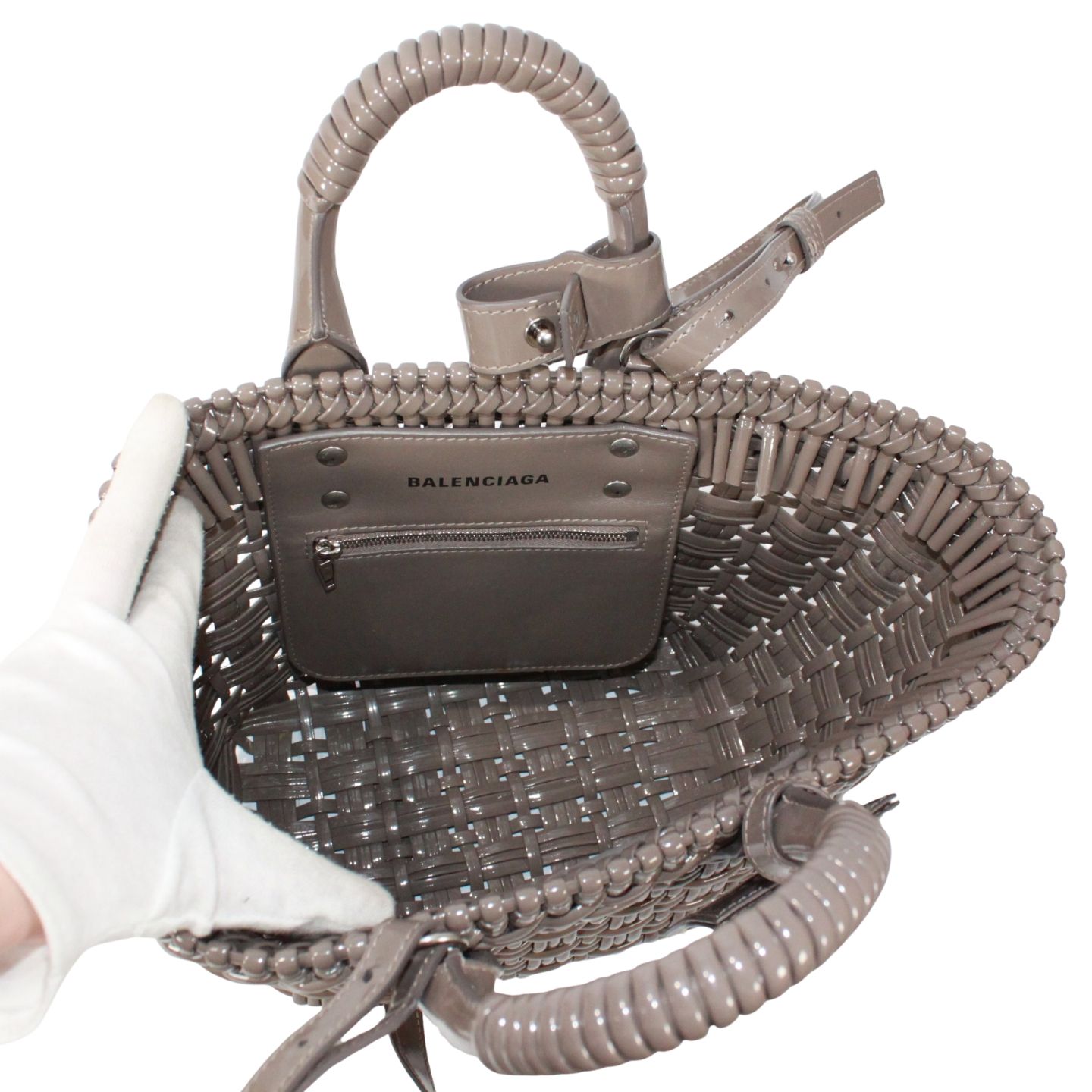 BALENCIAGA ビストロ XS バスケットバッグ バスケットバッグ エナメル 