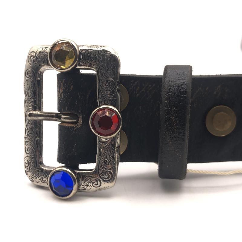 中古】kapital オイルレザー スタッズディスコバックルベルト