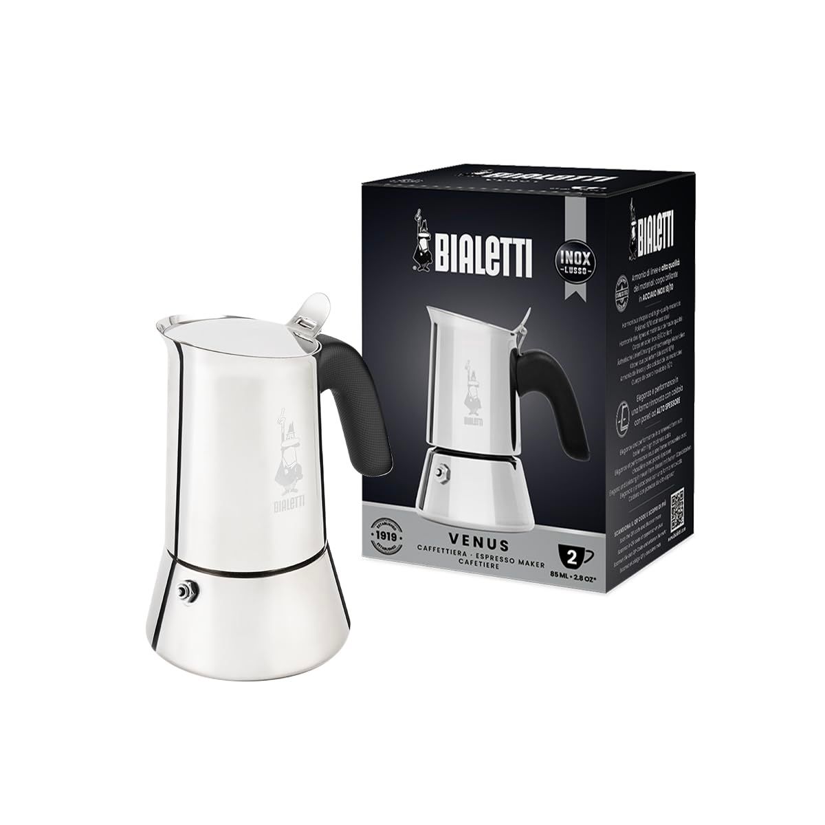 Bialetti (ビアレッティ) ヴィーナス 2カップ用 ステンレスモデル 直火式 ( コーヒーメーカー エスプレッソメーカー マキネッタ ) [シルバー] [2カップ] [シルバー]