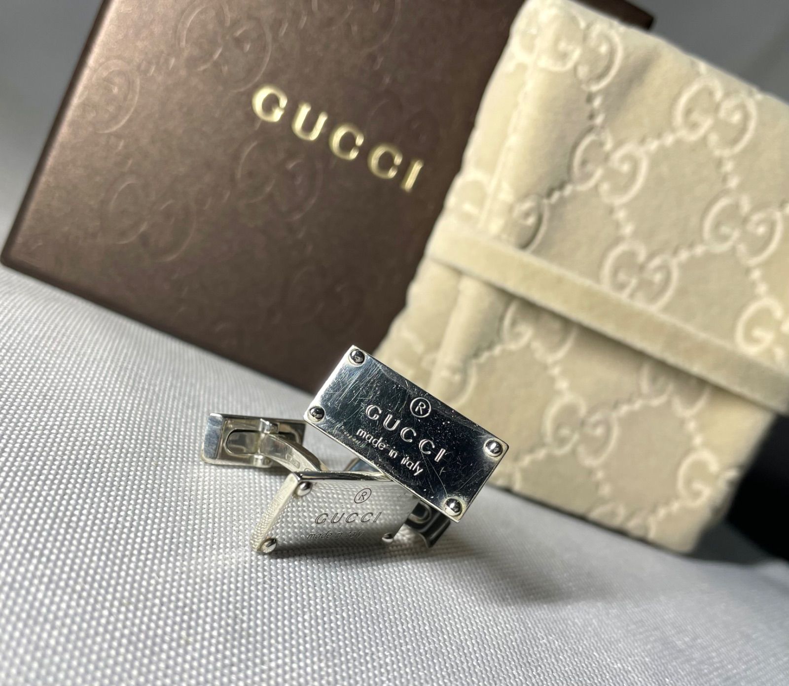 希少 GUCCI グッチ ブランドロゴ文字 スターリングシルバー SV925