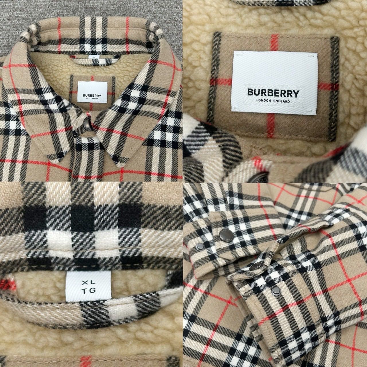 【激レア】Burberry バーバリー　ジャケット　ノバチェック　完売モデル BURBERRY バーバリー ノバチェック ボア ジャケット XL ベージュ