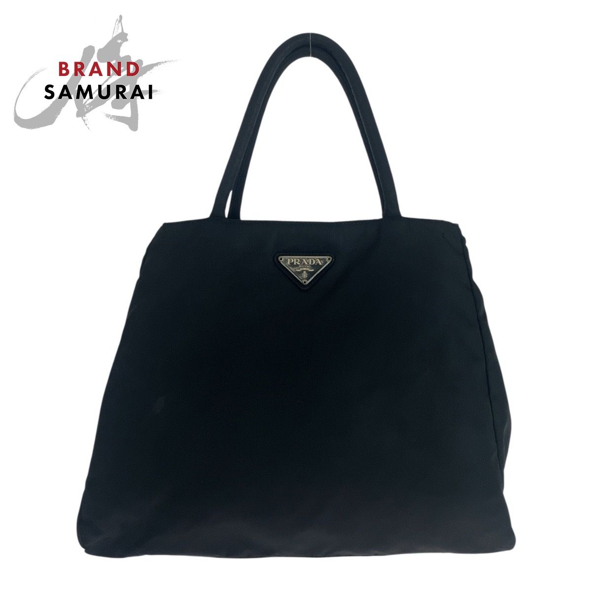 PRADA プラダ トートバッグ ナイロン ロゴプレート 斜め掛け ブラック