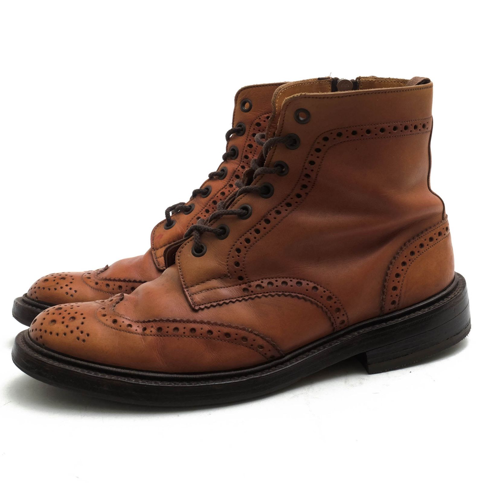 Trickers/Tricker's Lace Up Boots Shoes for Men Men Leather Genuine Leather Brown Brown M7143 Beechnut Burnished Brogue Zip Boots Antique Country Boots Wing Chips