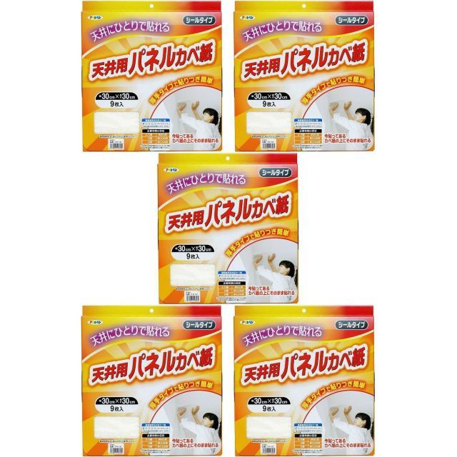 アサヒペン 厚手タイプ天井用パネルカベ紙 ９枚入り ＴＰ−１２ 5箱セット
