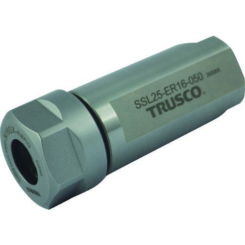 ＴＲＵＳＣＯ　ＮＣ旋盤用ストレートシャンクコレットホルダ　フラット付きＥＲコレットホルダＳＳＬ型（メトリック）　シャンク径１６　全長６３　ＥＲ１６用