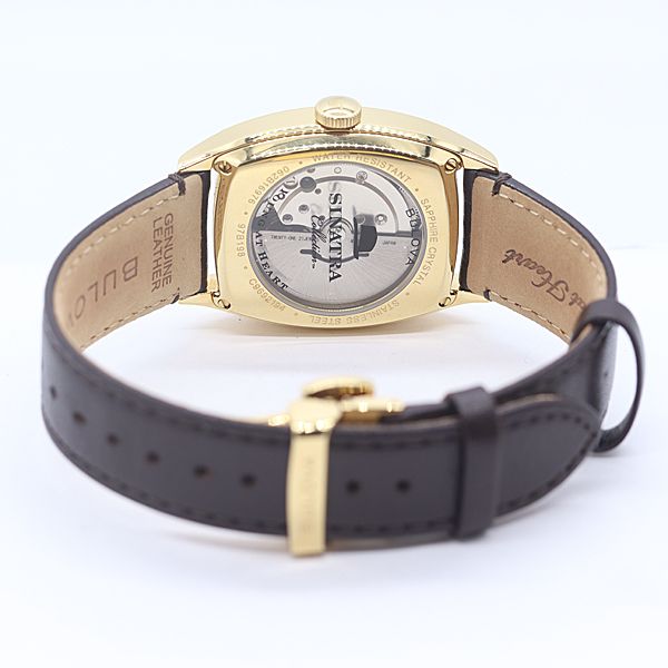  保| 稼働 ブローバ 97B198 フランクシナトラ AT|自動巻 ブラウン文字盤 メンズ腕時計 0851400 2BGT MST ABC19079 ストライプシャツ 自動巻き時計 腕時計(アナログ)