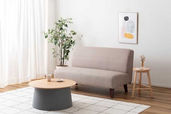  ２人掛けファブリックアームレスソファ ロータイプ使用可 W121×D75×H71×SH37cm No.95 ベージュ スエード無地 2人掛け 3人掛けソファ ソファ ソファベッド