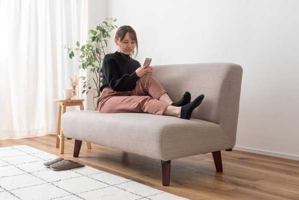 ２人掛けファブリックアームレスソファ