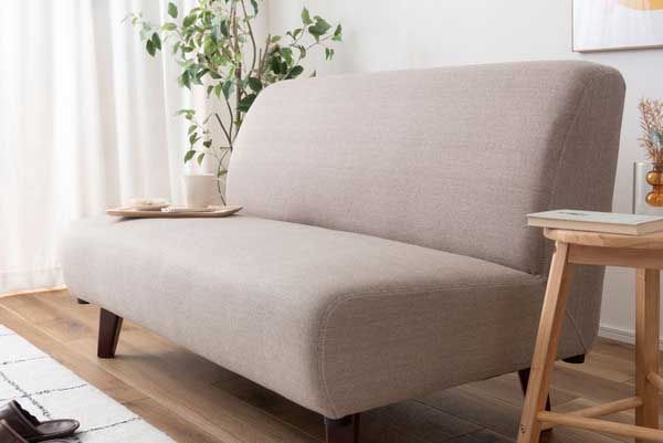 ２人掛けファブリックアームレスソファ ロータイプ使用可