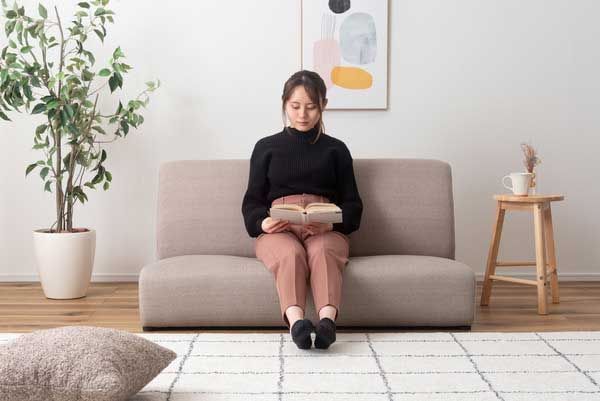 ２人掛けファブリックアームレスソファ ロータイプ使用可