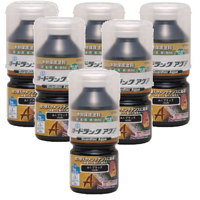 和信ペイント ガードラック アクア Ａ−１ ブラック 270ml ６缶セット