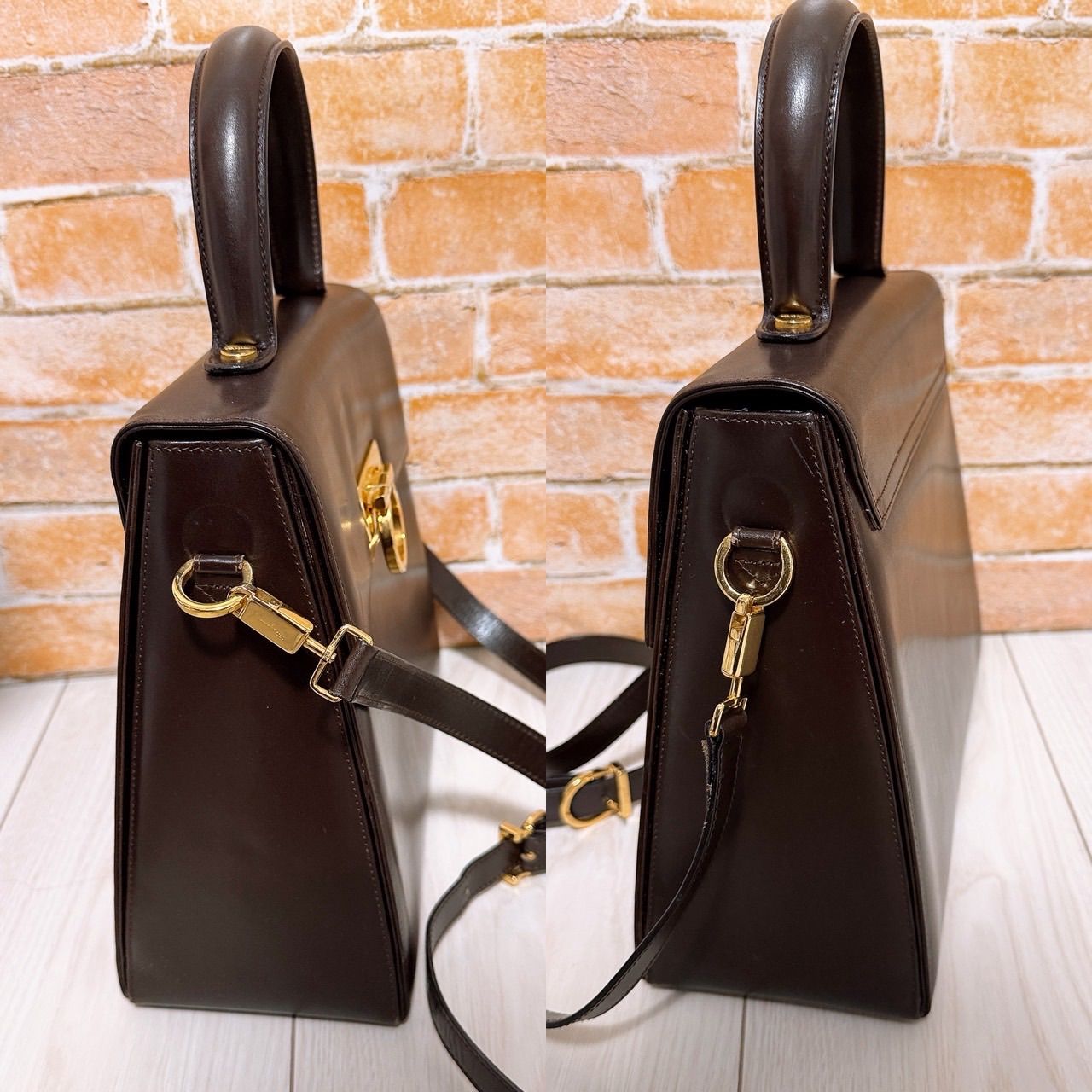美品) Ferragamo(フェラガモ)2wayバッグ 自立 ガンチーニ 美品) Ferragamo(フェラガモ)2wayバッグ 自立 ガンチーニ