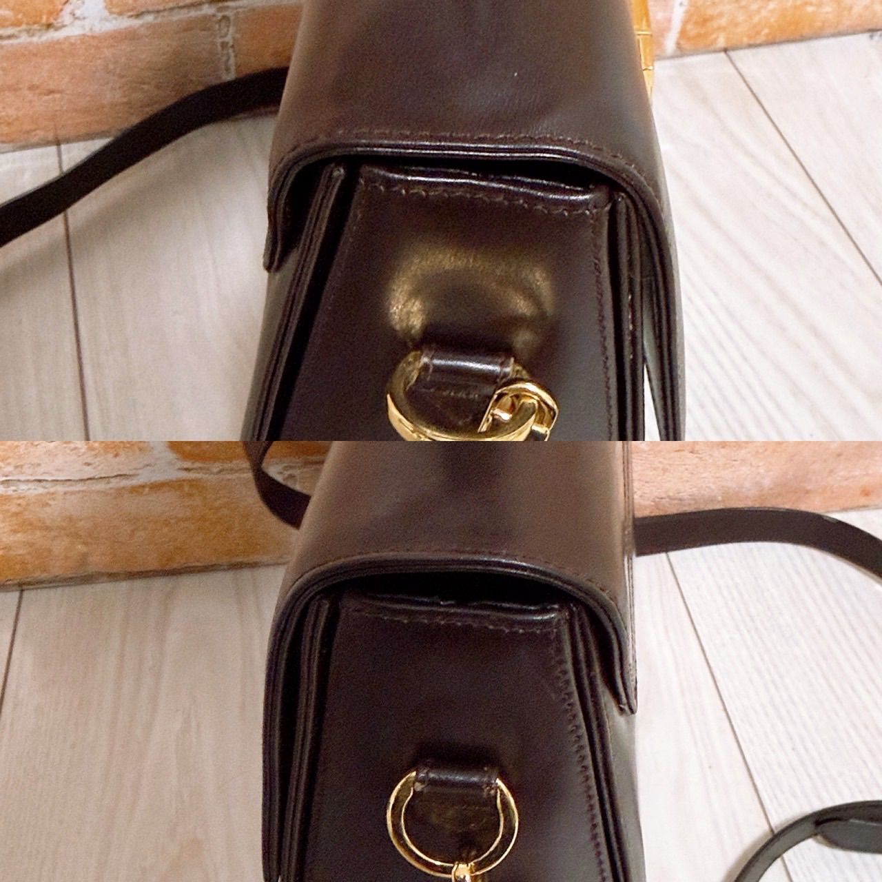 美品) Ferragamo(フェラガモ)2wayバッグ 自立 ガンチーニ ブラウン 