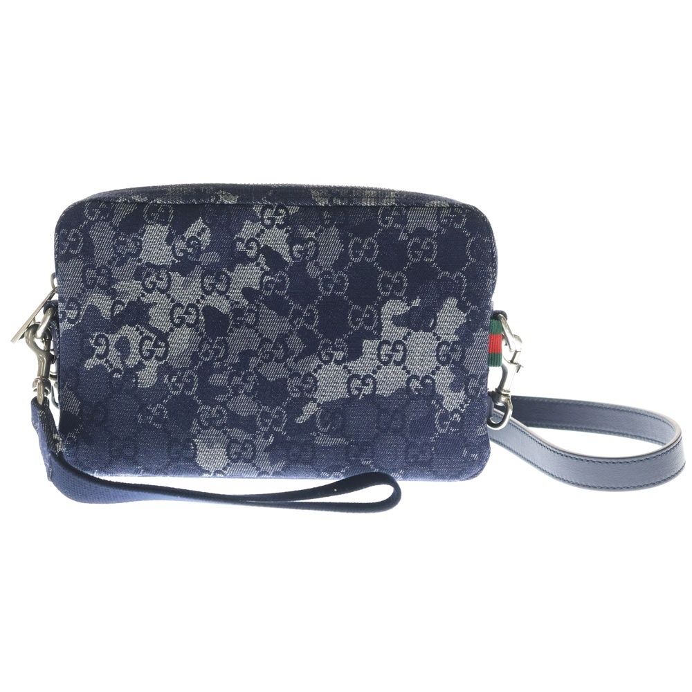 GUCCI グッチ デニム GGロゴ パール装飾 ポーチ インディゴ クラッチ風 GUCCI (グッチ) 25AW GG Denim Small Crossbody Bag GG総柄 デニム