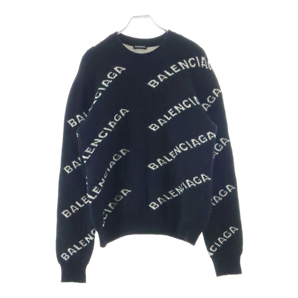 BALENCIAGA (バレンシアガ) ロゴ総柄 クルーネックニットセーター 