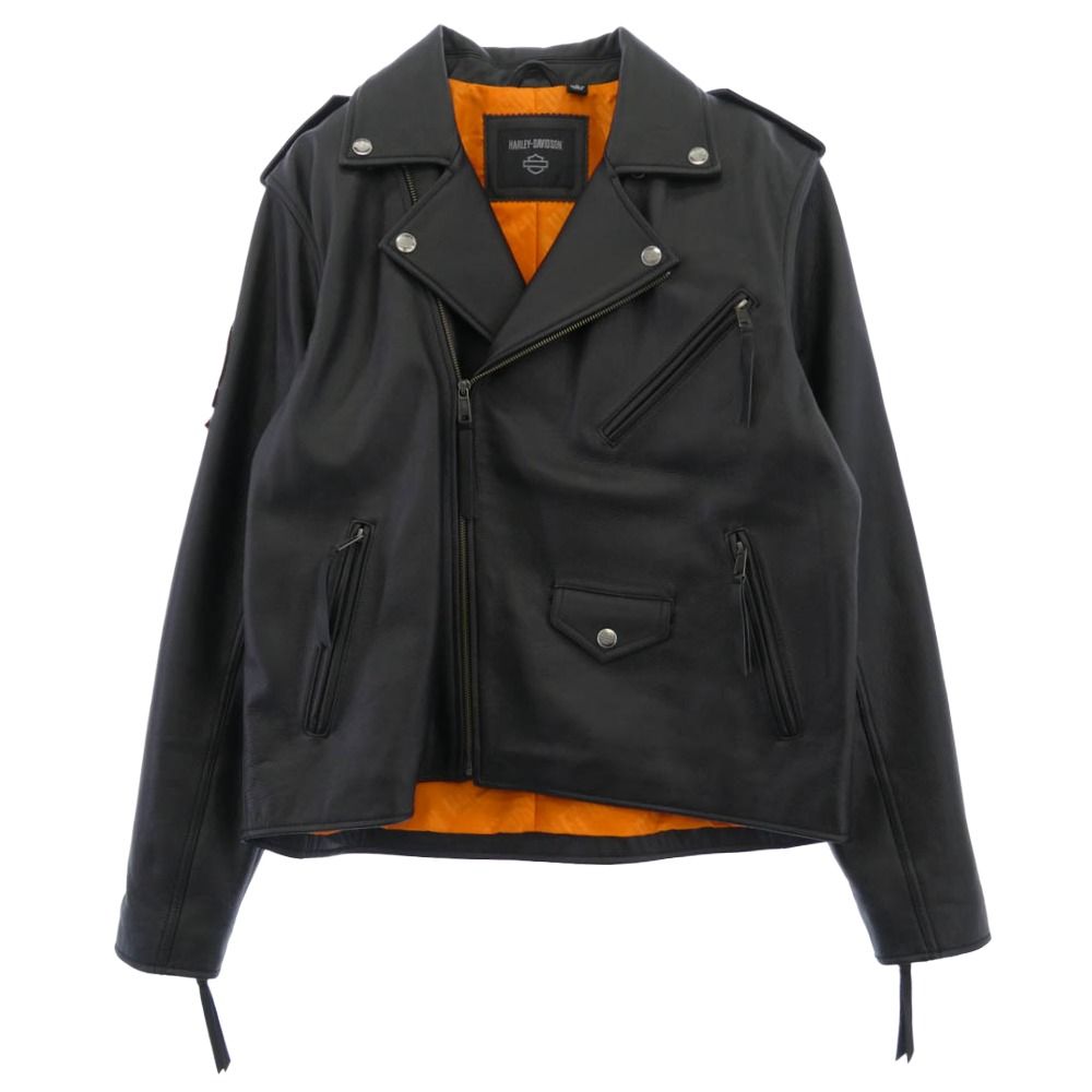 新品 Harley-Davidsonフード付きライダースレザージャケット M ショッピング販売店 Harley-Davidson パッチ付きライダースジャケット