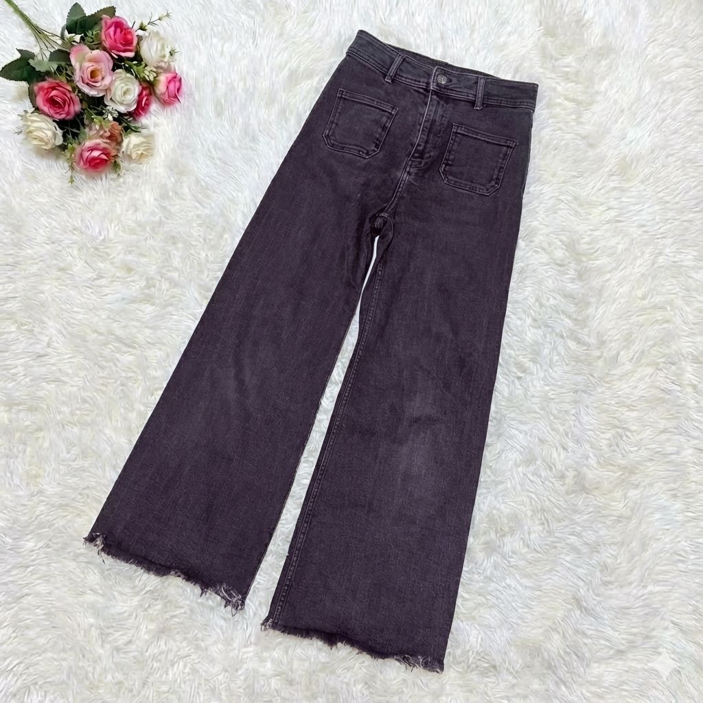 ZARA ザラ マリンストレートジーンズ ワイドデニム ブラック デニム 
