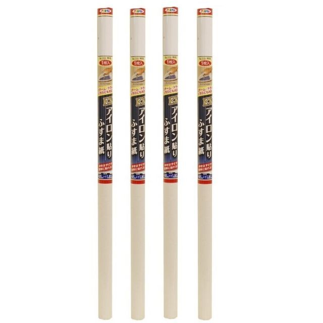 アサヒペン ＥＸアイロン貼りふすま紙 ９５ＣＭＸ１８０ＣＭ Ｎｏ．００８無地 4本セット