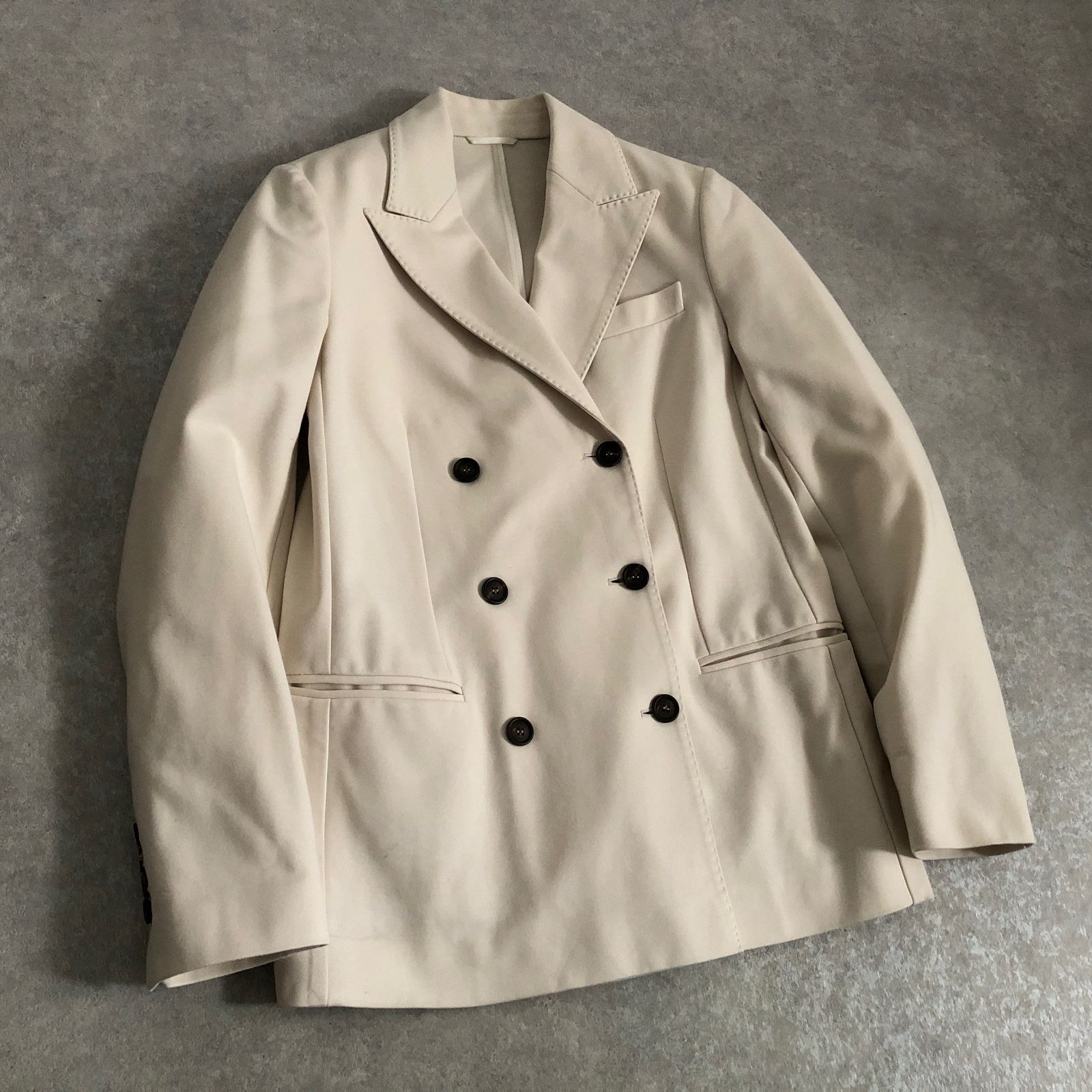 <美品>ブルネロクチネリ ベージュチェック コットン ダブルジャケット 56 美品>ブルネロクチネリ ベージュチェック コットン ダブルジャケット
