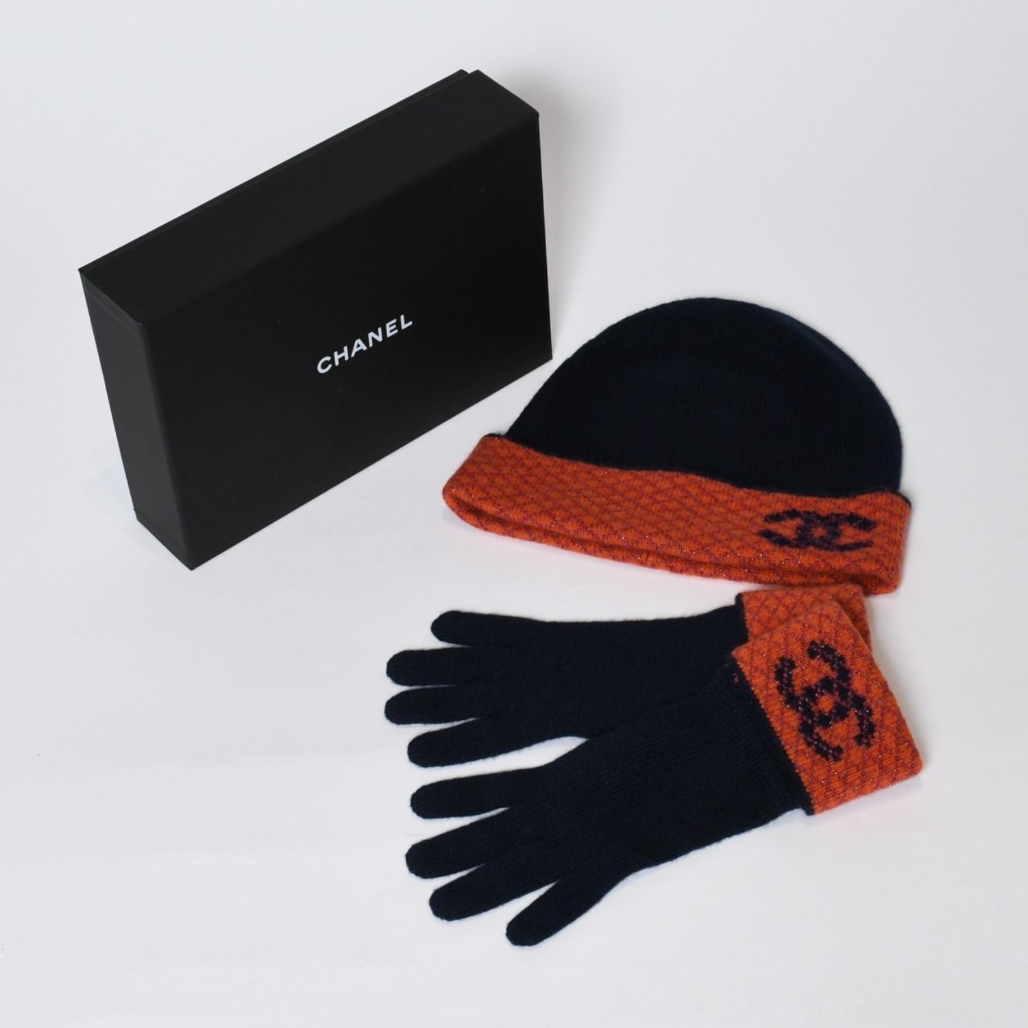 新品未使用 CHANEL シャネル カシミヤ グローブ 手袋 ビーニー ニット 
