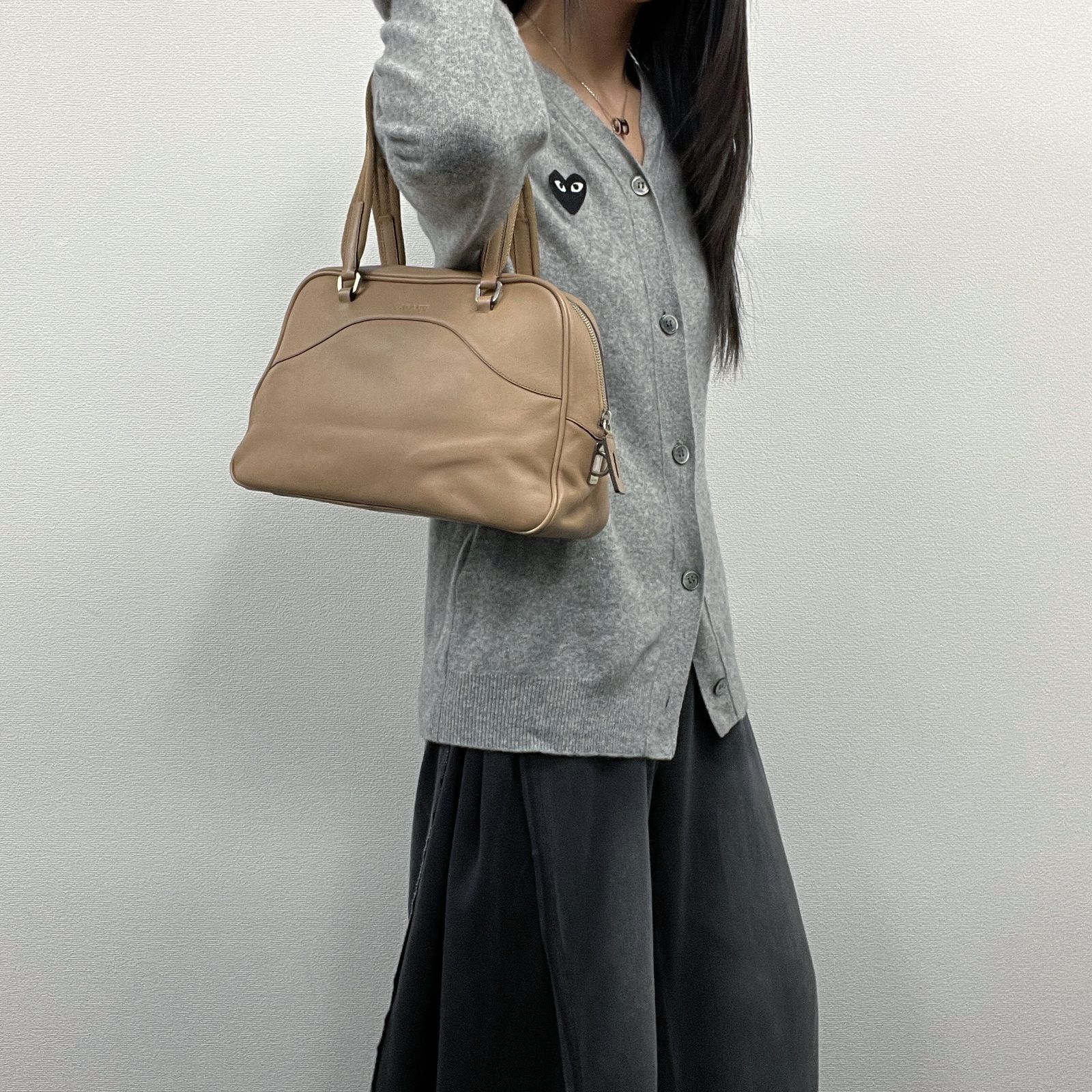 中古】PRADA プラダ ハンドバッグ ショルダーバッグ レザー ブラウン 
