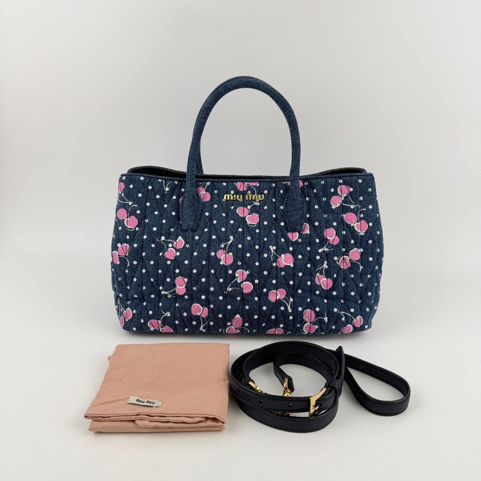 中古】miumiu ミュウミュウ ハンドバッグ ショルダーバッグ ネイビー 