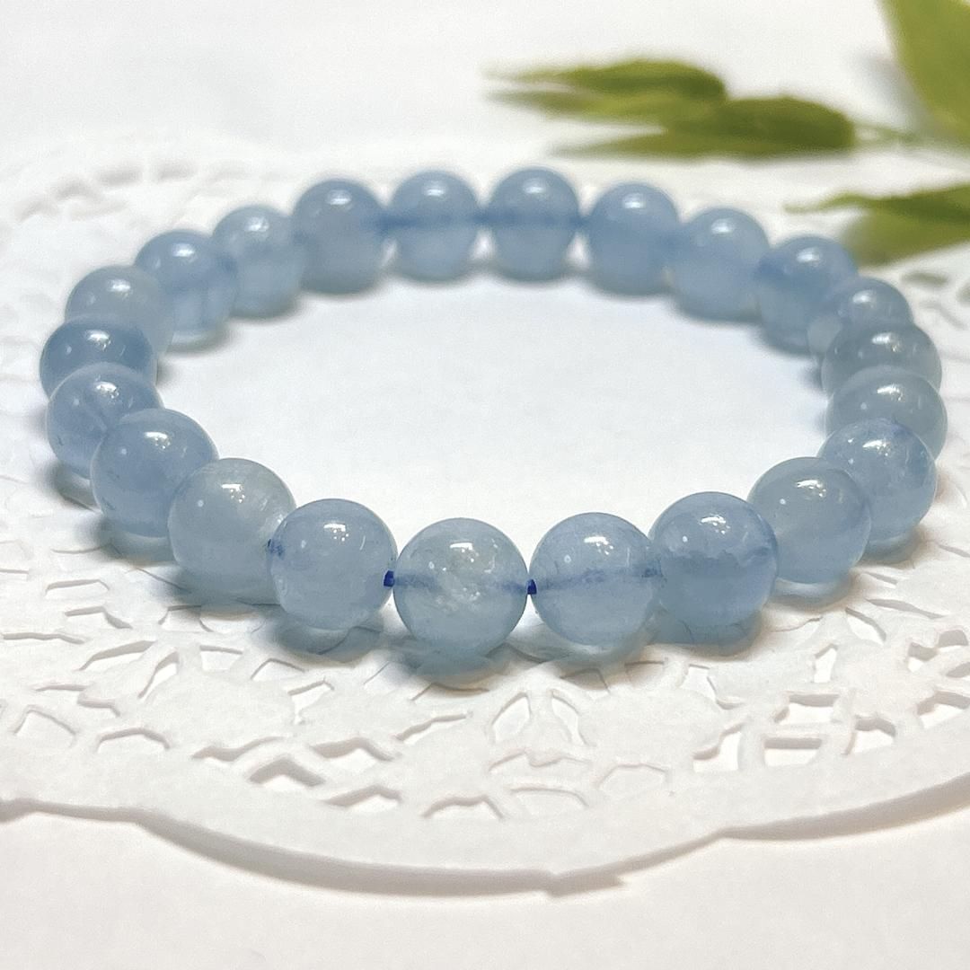  E18540 アクアマリン 8-9㎜ ブレスレット 天然石＊アクセサリー＊パワーストーン＊Aquamarine bracelet キャンドルスタンド 置物 インテリア小物