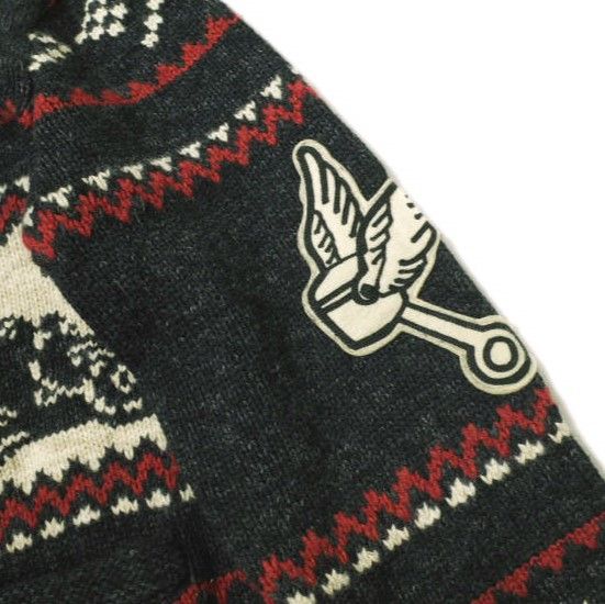 新品 RRL ダブルアールエル Car Motif Cotton Wool Zip Cardigan カー 